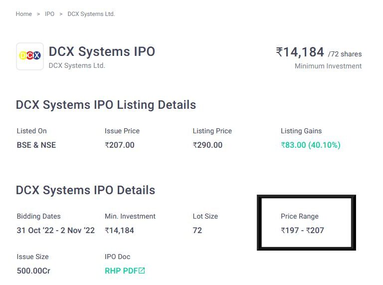 DCX system IPO details